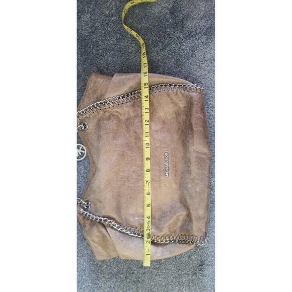 Michael Kors Handbag Women L Chelsea Metallic Tan Whipstitch Tassel Shoulder Bag - Picture 15 of 16